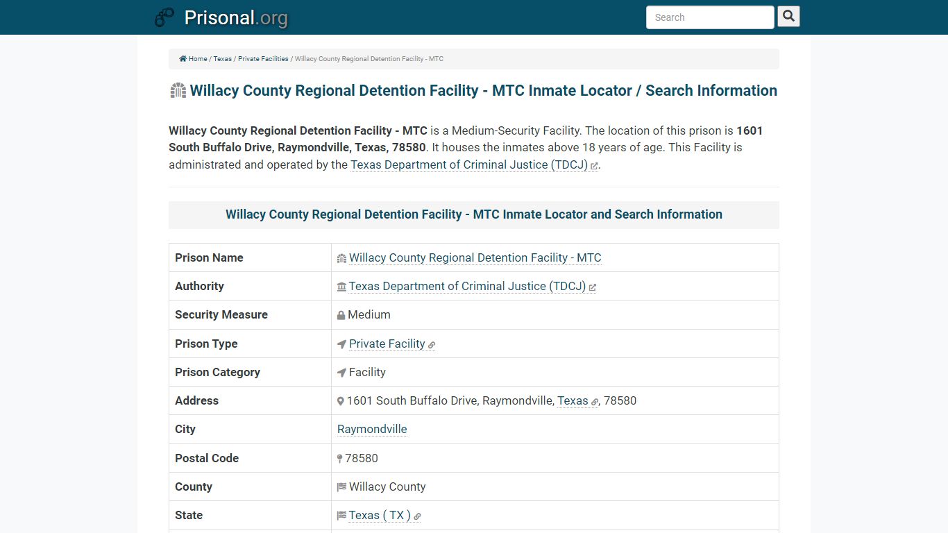 Willacy County Regional Detention Facility - MTC-Inmate ...